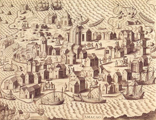Gravura de Macau no fim dos anos 1500.