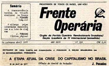 Jornal posadista “Frente Operária”, de 5-04-1977