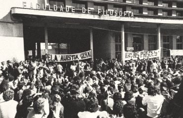 Manifestação na Faculdade de Filosofia da UFRGS, nos anos 1960.
