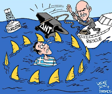 Charge de Carlos Latuff sobre a crise da Grécia, de 2010.