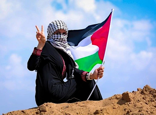 Palestina com bandeira eme Gaza, 2018. Hosny Salah